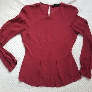 Purificacion Garcia size 40 maroon sheer Peplum top